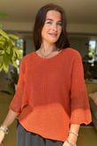 Made in Italy Cotton Blend Knit Top Rust 